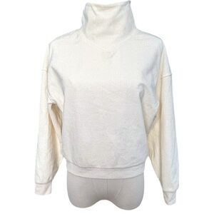 Madewell Cozy White Turtleneck Top Ribbed Corduroy Minimal Preppy Boho Sweater